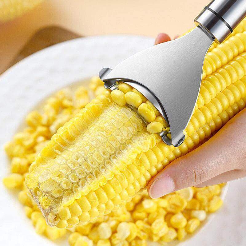 égrainé - corn - inoxydable - blé d'inde - couteau - acier - Maïs - coupé - épluche - inox - épis de maïs - tranche - épis - épluché